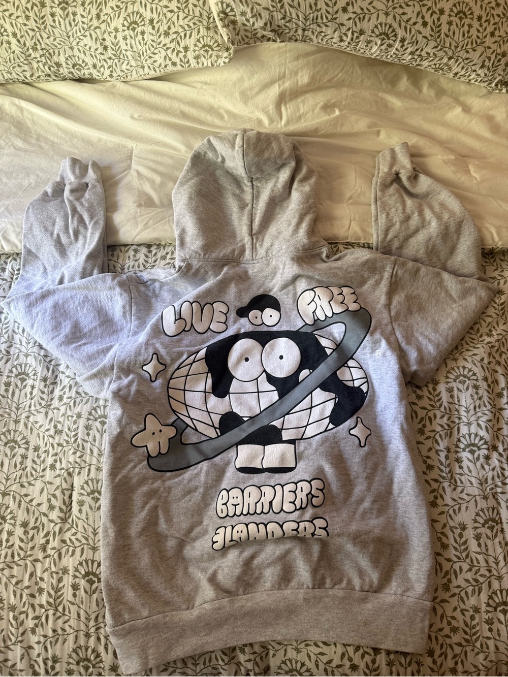 Mens Gray Graphic Hoodie LIVE FREE BARRIERS 3LANDERS